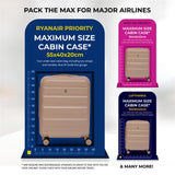 Aerolite Expandable 55x40x20cm to 55x40x23cm Ryanair Priority, Wizz Air Priority, Lufthansa Max Size Lightweight Hard Shell Carry On Hand Cabin Luggage Suitcase with 4 Wheels (BEIGE)