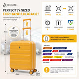 Aerolite Expandable 55x40x20cm to 55x40x23cm Cabin Suitcase Ryanair Priority Wizz Air Lufthansa Carry On Hard Shell Luggage with TSA Lock Dual Spinner Wheels 44L Mango