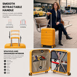 Aerolite Expandable 55x40x20cm to 55x40x23cm Cabin Suitcase Ryanair Priority Wizz Air Lufthansa Carry On Hard Shell Luggage with TSA Lock Dual Spinner Wheels 44L Mango