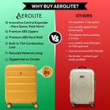 Aerolite Expandable 55x40x20cm to 55x40x23cm Cabin Suitcase Ryanair Priority Wizz Air Lufthansa Carry On Hard Shell Luggage with TSA Lock Dual Spinner Wheels 44L Mango