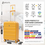 Aerolite Expandable 55x40x20cm to 55x40x23cm Cabin Suitcase Ryanair Priority Wizz Air Lufthansa Carry On Hard Shell Luggage with TSA Lock Dual Spinner Wheels 44L Mango