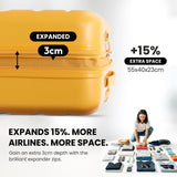 Aerolite Expandable 55x40x20cm to 55x40x23cm Cabin Suitcase Ryanair Priority Wizz Air Lufthansa Carry On Hard Shell Luggage with TSA Lock Dual Spinner Wheels 44L Mango