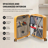 Aerolite Expandable 55x40x20cm to 55x40x23cm Cabin Suitcase Ryanair Priority Wizz Air Lufthansa Carry On Hard Shell Luggage with TSA Lock Dual Spinner Wheels 44L Mango