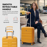 Aerolite Expandable 55x40x20cm to 55x40x23cm Cabin Suitcase Ryanair Priority Wizz Air Lufthansa Carry On Hard Shell Luggage with TSA Lock Dual Spinner Wheels 44L Mango