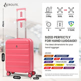 Aerolite Expandable 55x40x20cm to 55x40x23cm Cabin Suitcase Ryanair Priority Wizz Air Lufthansa Carry On Hard Shell Luggage with TSA Lock Dual Spinner Wheels 44L Pink
