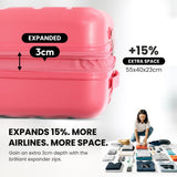 Aerolite Expandable 55x40x20cm to 55x40x23cm Cabin Suitcase Ryanair Priority Wizz Air Lufthansa Carry On Hard Shell Luggage with TSA Lock Dual Spinner Wheels 44L Pink