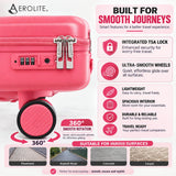 Aerolite Expandable 55x40x20cm to 55x40x23cm Cabin Suitcase Ryanair Priority Wizz Air Lufthansa Carry On Hard Shell Luggage with TSA Lock Dual Spinner Wheels 44L Pink