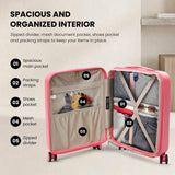 Aerolite Expandable 55x40x20cm to 55x40x23cm Cabin Suitcase Ryanair Priority Wizz Air Lufthansa Carry On Hard Shell Luggage with TSA Lock Dual Spinner Wheels 44L Pink