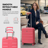 Aerolite Expandable 55x40x20cm to 55x40x23cm Cabin Suitcase Ryanair Priority Wizz Air Lufthansa Carry On Hard Shell Luggage with TSA Lock Dual Spinner Wheels 44L Pink