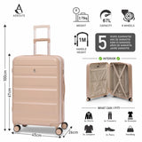 Aerolite 4-Piece ABS Lightweight Luggage Set – Expandable Cabin, Medium, Large & XL Hard Shell Suitcases with Spinner Wheels & TSA Lock – Beige