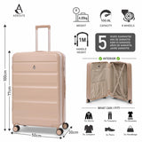 Aerolite 4-Piece ABS Lightweight Luggage Set – Expandable Cabin, Medium, Large & XL Hard Shell Suitcases with Spinner Wheels & TSA Lock – Beige