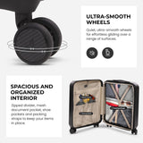 Aerolite 4-Piece ABS Lightweight Luggage Set – Expandable Cabin, Medium, Large & XL Hard Shell Suitcases with Spinner Wheels & TSA Lock – Black