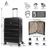 Aerolite 4-Piece ABS Lightweight Luggage Set – Expandable Cabin, Medium, Large & XL Hard Shell Suitcases with Spinner Wheels & TSA Lock – Black