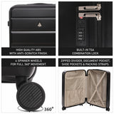 Aerolite 4-Piece ABS Lightweight Luggage Set – Expandable Cabin, Medium, Large & XL Hard Shell Suitcases with Spinner Wheels & TSA Lock – Black