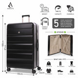 Aerolite 4-Piece ABS Lightweight Luggage Set – Expandable Cabin, Medium, Large & XL Hard Shell Suitcases with Spinner Wheels & TSA Lock – Black