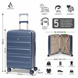 Aerolite 24” Medium 67L ABS Check-In Suitcase – Lightweight Hard Shell Luggage with 4 dual Spinner Wheels, TSA Lock & Organised Interior – Blue