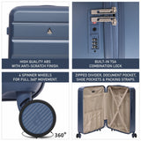 Aerolite 24” Medium 67L ABS Check-In Suitcase – Lightweight Hard Shell Luggage with 4 dual Spinner Wheels, TSA Lock & Organised Interior – Blue