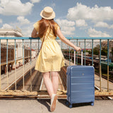Aerolite 24” Medium 67L ABS Check-In Suitcase – Lightweight Hard Shell Luggage with 4 dual Spinner Wheels, TSA Lock & Organised Interior – Blue