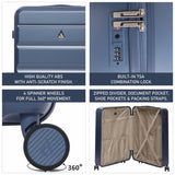 Aerolite 4-Piece ABS Lightweight Luggage Set – Expandable Cabin, Medium, Large & XL Hard Shell Suitcases with Spinner Wheels & TSA Lock – Blue