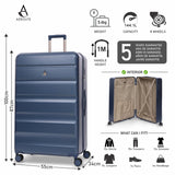 Aerolite 4-Piece ABS Lightweight Luggage Set – Expandable Cabin, Medium, Large & XL Hard Shell Suitcases with Spinner Wheels & TSA Lock – Blue
