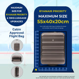 Aerolite Expandable Cabin Suitcase 55x40x20cm Ryanair Priority Max Size, Expands to 55x40x23cm for Lufthansa & Wizz Air Priority, Hard Shell 2-Wheel Carry-On Trolley with TSA Lock, 40–46L Capacity, Charcoal