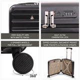 Aerolite 45x36x20cm EasyJet Cabin Suitcase Underseat Hard Shell Carry On Luggage with 8 Spinner Wheels TSA Lock ABS Shell 28L Lightweight Cabin Bag Black