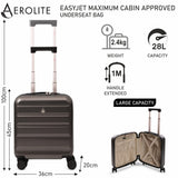 Aerolite 45x36x20cm EasyJet Cabin Suitcase Underseat Hard Shell Carry On Luggage with 8 Spinner Wheels TSA Lock ABS Shell 28L Lightweight Cabin Bag Charcoal