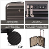Aerolite 45x36x20cm EasyJet Cabin Suitcase Underseat Hard Shell Carry On Luggage with 8 Spinner Wheels TSA Lock ABS Shell 28L Lightweight Cabin Bag Charcoal