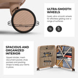 Aerolite 56x45x25cm Large Cabin Bag – Easyjet Large Cabin/Plus/Flexi, British Airways & Jet2 Maximum Cabin Luggage Size, Lightweight Hard Shell Suitcase with 8 Spinner Wheels, TSA Lock, 56L Capacity, 5-Year Warranty, Beige