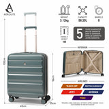 Aerolite 56x45x25cm Large Cabin Bag – Easyjet Large Cabin/Plus/Flexi, British Airways & Jet2 Maximum Cabin Luggage Size, Lightweight Hard Shell Suitcase with 8 Spinner Wheels, TSA Lock, 56L Capacity, 5-Year Warranty, Forest Green