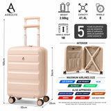 Aerolite 55x35x25cm Hard Shell Cabin Suitcase Air Europa Air France ITA Airways KLM Transavia Approved Carry On Luggage with TSA Lock 4 Spinner Wheels 41.4L Beige