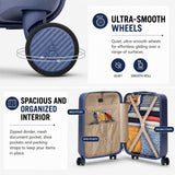 Aerolite 55x35x25cm Hard Shell Cabin Suitcase Air Europa Air France ITA Airways KLM Transavia Approved Carry On Luggage with TSA Lock 4 Spinner Wheels 41.4L Blue