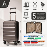 Aerolite 55x35x25cm Hard Shell Cabin Suitcase Air Europa Air France ITA Airways KLM Transavia Approved Carry On Luggage with TSA Lock 4 Spinner Wheels 41.4L Charcoal