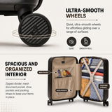 Aerolite 55x35x25cm Hard Shell Cabin Suitcase Air Europa Air France ITA Airways KLM Transavia Approved Carry On Luggage with TSA Lock 4 Spinner Wheels 41.4L Charcoal