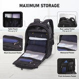 Aerolite 40x30x20cm Ryanair Wizz Air Cabin Backpack 24L Underseat Carry On Travel Rucksack with USB Charging Port Water Resistant Recycled Fabric for Flights Hiking Camping Black