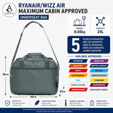 Aerolite 40x30x20cm Ryanair Wizz Air Cabin Holdall 24L Underseat Carry On Travel Bag with Shoulder Strap Lightweight Hand Luggage for EasyJet British Airways Lufthansa Green