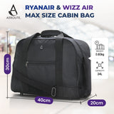 Aerolite 40x30x20cm Ryanair & Wizz Air Maximum Cabin Holdall Underseat Carry On Travel Bag 24L Lightweight Flight Bag with Shoulder Strap Easyjet Compatible Black
