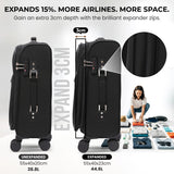 Aerolite Premium Expandable Cabin Suitcase 55x40x20cm to 55x40x23cm Ryanair Priority Carry On Luggage with Reinforced Metal Frame YKK Zippers TSA Lock Silent Spinner Wheels Anti Microbial Interior Soft Shell Hand Luggage