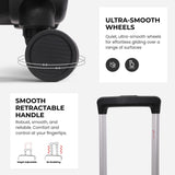 Aerolite Premium 3 Piece Expandable Luggage Set Cabin 28 Inch Large and 32 Inch Extra Large Soft Shell Suitcases with Reinforced Metal Frame Japanese YKK Zippers TSA Locks Silent Dual Spinner Wheels Black
