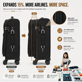 Aerolite Premium Expandable Cabin Suitcase 55x40x20cm to 55x40x23cm Ryanair Priority Carry On Luggage with Reinforced Metal Frame YKK Zippers TSA Lock Silent Spinner Wheels Anti Microbial Interior Soft Shell Hand Luggage