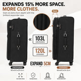 Aerolite Premium 28 Inch Expandable Large Suitcase 103L to 120L Lightweight Soft Shell Checked Luggage with Reinforced Metal Frame Japanese YKK Zippers TSA Lock Silent Dual Spinner Wheels