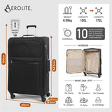Aerolite Premium 32 Inch Extra Large Expandable Suitcase 150L to 172L Lightweight Soft Shell Checked Luggage with Reinforced Metal Frame Japanese YKK Zippers TSA Lock Silent Dual Spinner Wheels