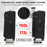 Aerolite Premium 32 Inch Extra Large Expandable Suitcase 150L to 172L Lightweight Soft Shell Checked Luggage with Reinforced Metal Frame Japanese YKK Zippers TSA Lock Silent Dual Spinner Wheels