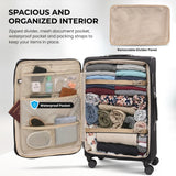 Aerolite Premium 3 Piece Expandable Luggage Set Cabin 28 Inch Large and 32 Inch Extra Large Soft Shell Suitcases with Reinforced Metal Frame Japanese YKK Zippers TSA Locks Silent Dual Spinner Wheels Black