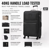 Aerolite Premium 32 Inch Extra Large Expandable Suitcase 150L to 172L Lightweight Soft Shell Checked Luggage with Reinforced Metal Frame Japanese YKK Zippers TSA Lock Silent Dual Spinner Wheels