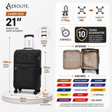 Aerolite Premium 3 Piece Expandable Luggage Set Cabin 28 Inch Large and 32 Inch Extra Large Soft Shell Suitcases with Reinforced Metal Frame Japanese YKK Zippers TSA Locks Silent Dual Spinner Wheels Black