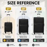 Aerolite Premium 3 Piece Expandable Luggage Set Cabin 28 Inch Large and 32 Inch Extra Large Soft Shell Suitcases with Reinforced Metal Frame Japanese YKK Zippers TSA Locks Silent Dual Spinner Wheels Black