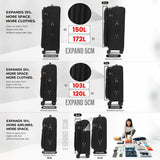 Aerolite Premium 3 Piece Expandable Luggage Set Cabin 28 Inch Large and 32 Inch Extra Large Soft Shell Suitcases with Reinforced Metal Frame Japanese YKK Zippers TSA Locks Silent Dual Spinner Wheels Black