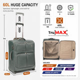 Aerolite 56x45x25cm Cabin Suitcase EasyJet Large Cabin British Airways and Jet2 Approved Carry On Luggage Lightweight 60L Soft Shell Travel Bag with TSA Lock 2 Wheels Green