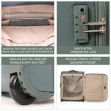 Aerolite 56x45x25cm Cabin Suitcase EasyJet Large Cabin British Airways and Jet2 Approved Carry On Luggage Lightweight 60L Soft Shell Travel Bag with TSA Lock 2 Wheels Green